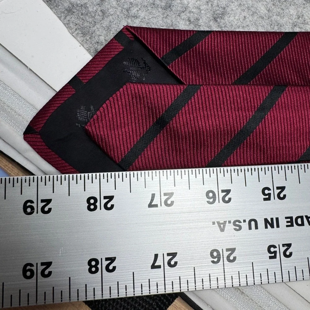 Brooks Brothers 346 Pure Silk Necktie Burgundy Black Striped Men's Tie